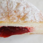 Raspberry Filled Powder Sugar Powdered Sugar Coated Raspberry Filled Donut